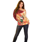 Gang-gang Cockatoo Christmas Australia Off Shoulder Sweater Aussie Xmas Sock Coquette Bow