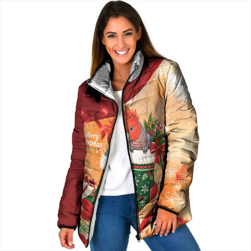 Gang-gang Cockatoo Christmas Australia Padded Jacket Aussie Xmas Sock Coquette Bow