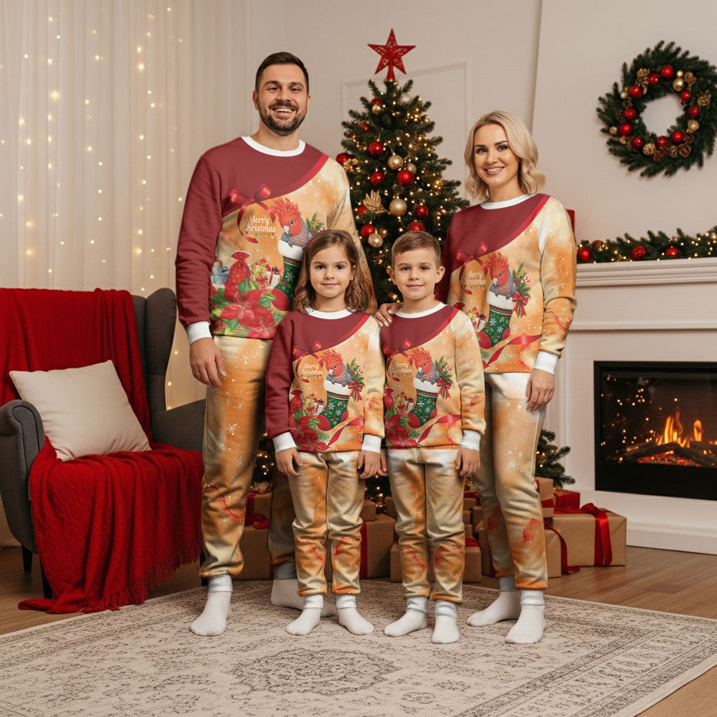 Gang-gang Cockatoo Christmas Australia Christmas Pajama Set Aussie Xmas Sock Coquette Bow