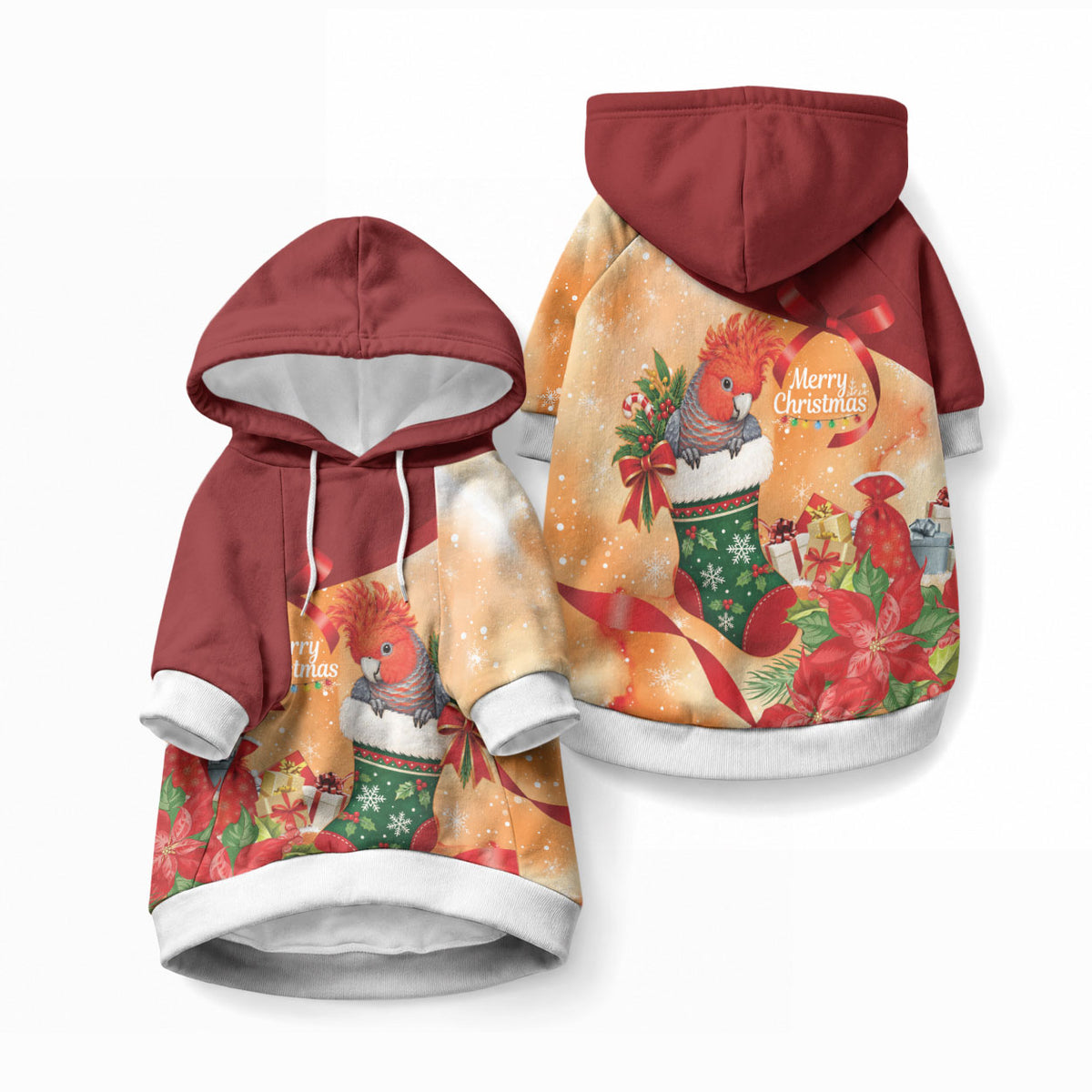 Gang-gang Cockatoo Christmas Australia Pet Hoodie Aussie Xmas Sock Coquette Bow
