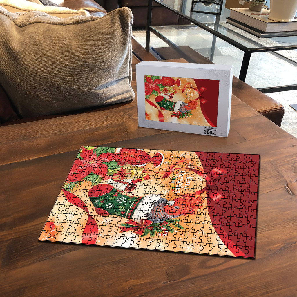 Gang-gang Cockatoo Christmas Australia Puzzle Aussie Xmas Sock Coquette Bow
