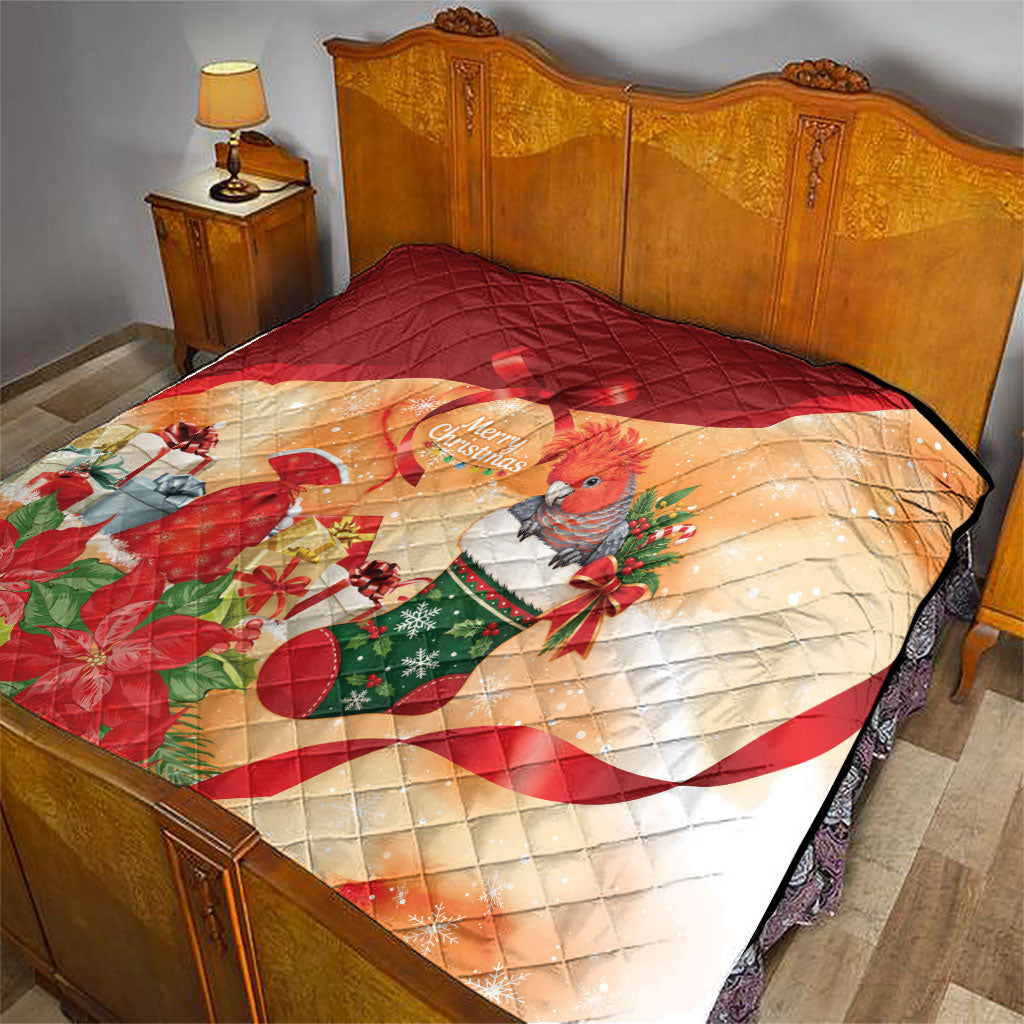 Gang-gang Cockatoo Christmas Australia Quilt Aussie Xmas Sock Coquette Bow