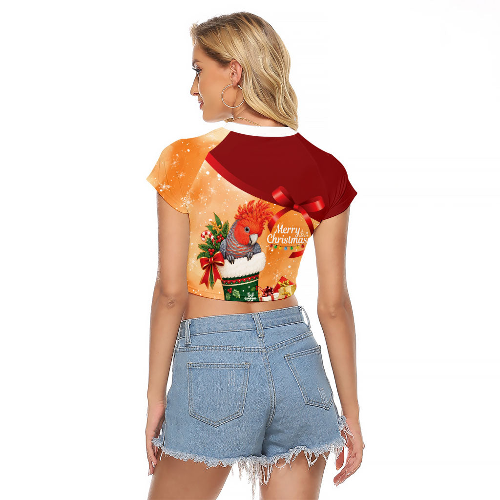 Gang-gang Cockatoo Christmas Australia Raglan Cropped T Shirt Aussie Xmas Sock Coquette Bow