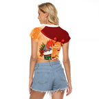 Gang-gang Cockatoo Christmas Australia Raglan Cropped T Shirt Aussie Xmas Sock Coquette Bow