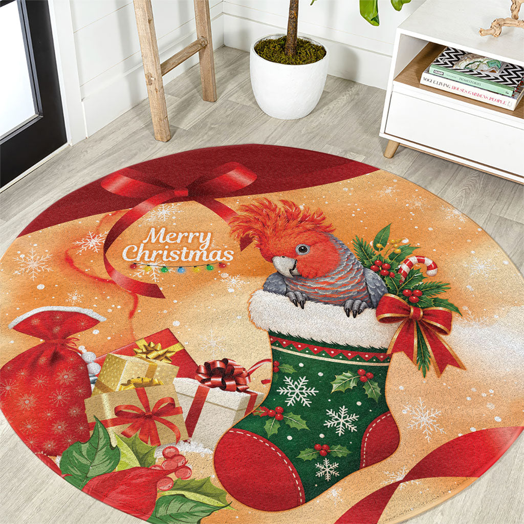Gang-gang Cockatoo Christmas Australia Round Carpet Aussie Xmas Sock Coquette Bow