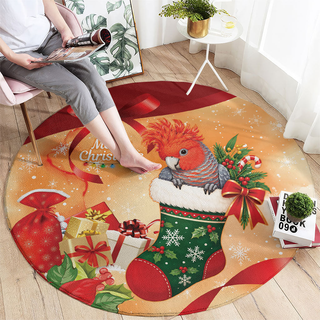 Gang-gang Cockatoo Christmas Australia Round Carpet Aussie Xmas Sock Coquette Bow