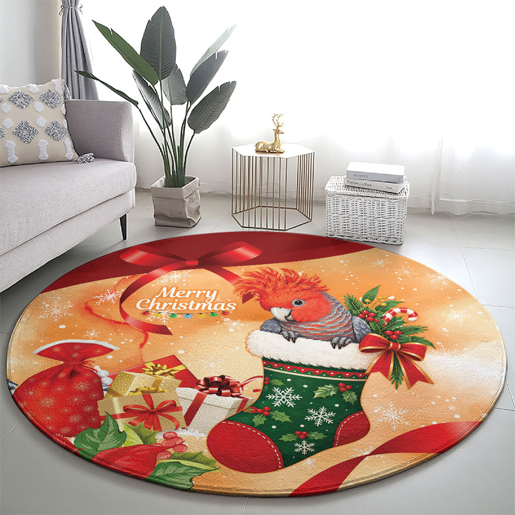 Gang-gang Cockatoo Christmas Australia Round Carpet Aussie Xmas Sock Coquette Bow