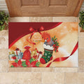 Gang-gang Cockatoo Christmas Australia Rubber Doormat Aussie Xmas Sock Coquette Bow