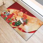 Gang-gang Cockatoo Christmas Australia Rubber Doormat Aussie Xmas Sock Coquette Bow