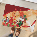 Gang-gang Cockatoo Christmas Australia Rubber Doormat Aussie Xmas Sock Coquette Bow