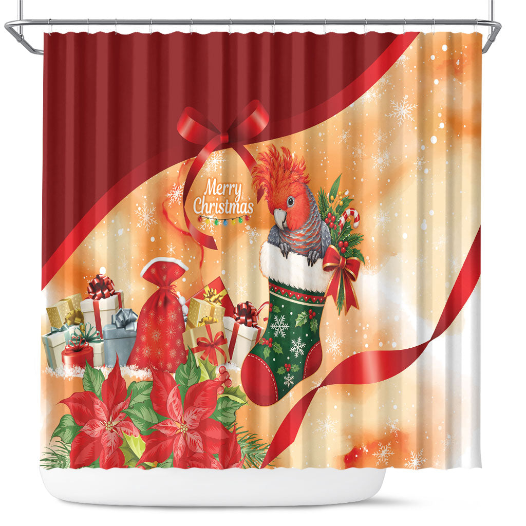 Gang-gang Cockatoo Christmas Australia Shower Curtain Aussie Xmas Sock Coquette Bow