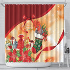 Gang-gang Cockatoo Christmas Australia Shower Curtain Aussie Xmas Sock Coquette Bow