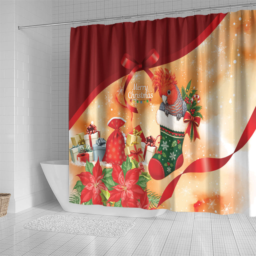 Gang-gang Cockatoo Christmas Australia Shower Curtain Aussie Xmas Sock Coquette Bow