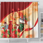 Gang-gang Cockatoo Christmas Australia Shower Curtain Aussie Xmas Sock Coquette Bow