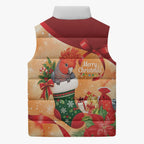 Gang-gang Cockatoo Christmas Australia Sleeveless Puffer Jacket Aussie Xmas Sock Coquette Bow