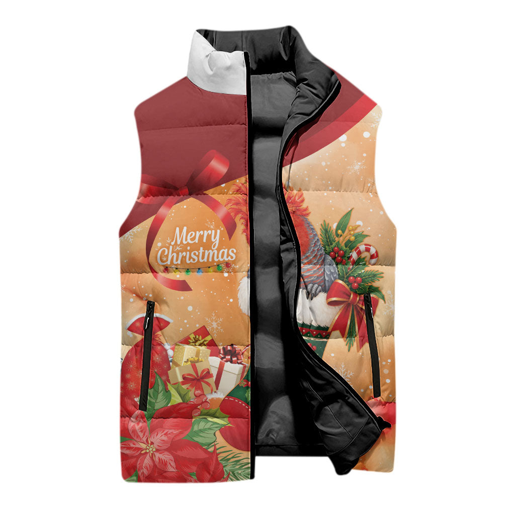 Gang-gang Cockatoo Christmas Australia Sleeveless Puffer Jacket Aussie Xmas Sock Coquette Bow