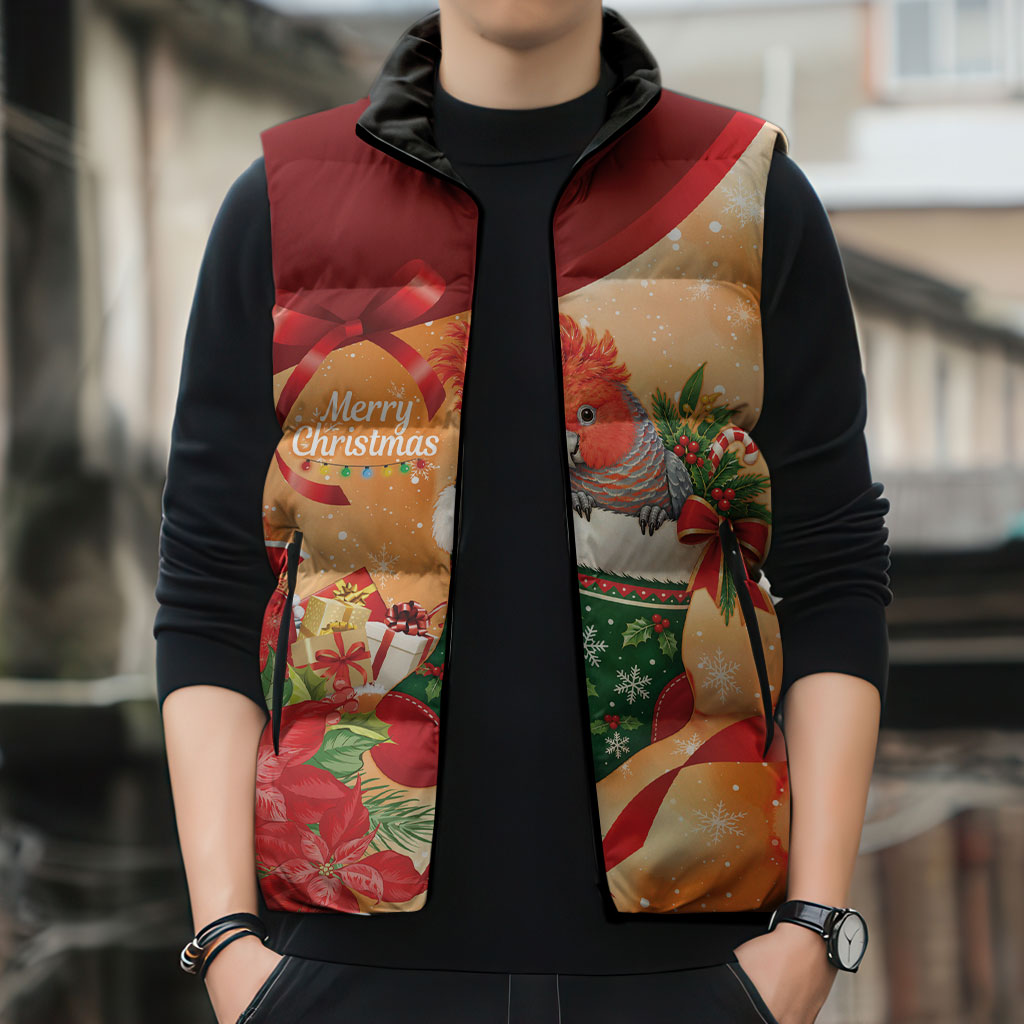 Gang-gang Cockatoo Christmas Australia Sleeveless Puffer Jacket Aussie Xmas Sock Coquette Bow