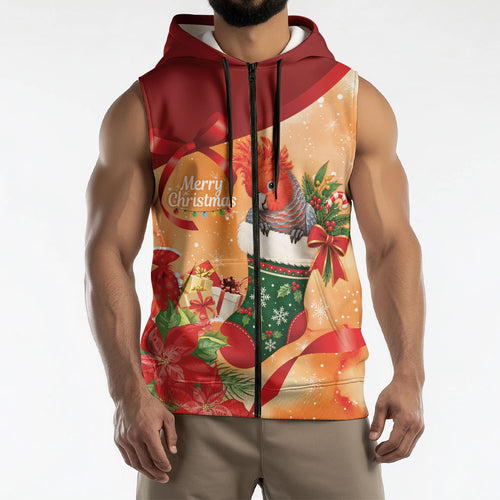 Gang-gang Cockatoo Christmas Australia Sleeveless Zip Hoodie Aussie Xmas Sock Coquette Bow