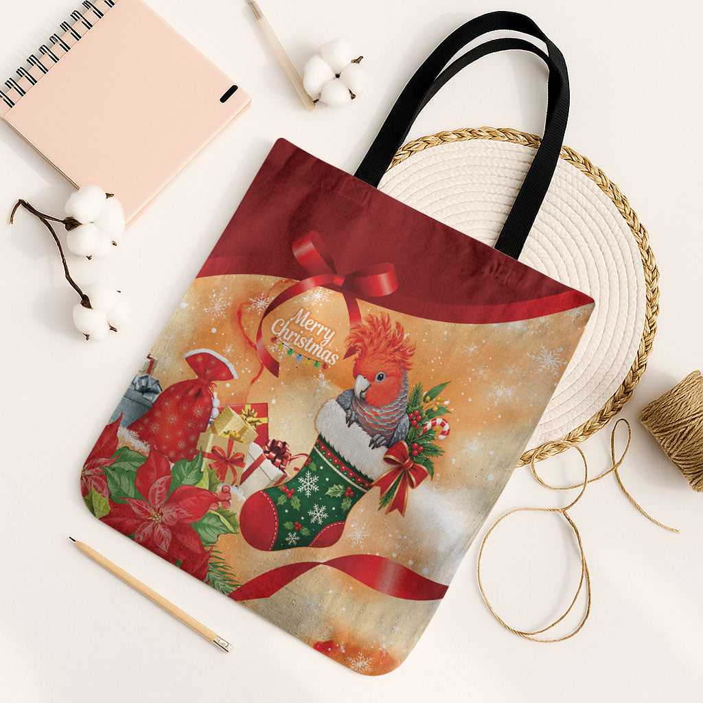 Gang-gang Cockatoo Christmas Australia Tote Bag Aussie Xmas Sock Coquette Bow