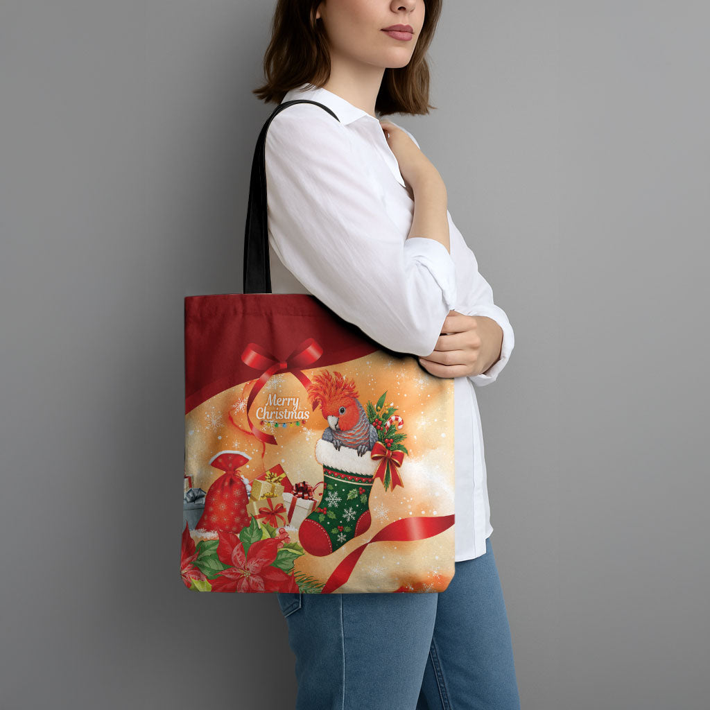 Gang-gang Cockatoo Christmas Australia Tote Bag Aussie Xmas Sock Coquette Bow