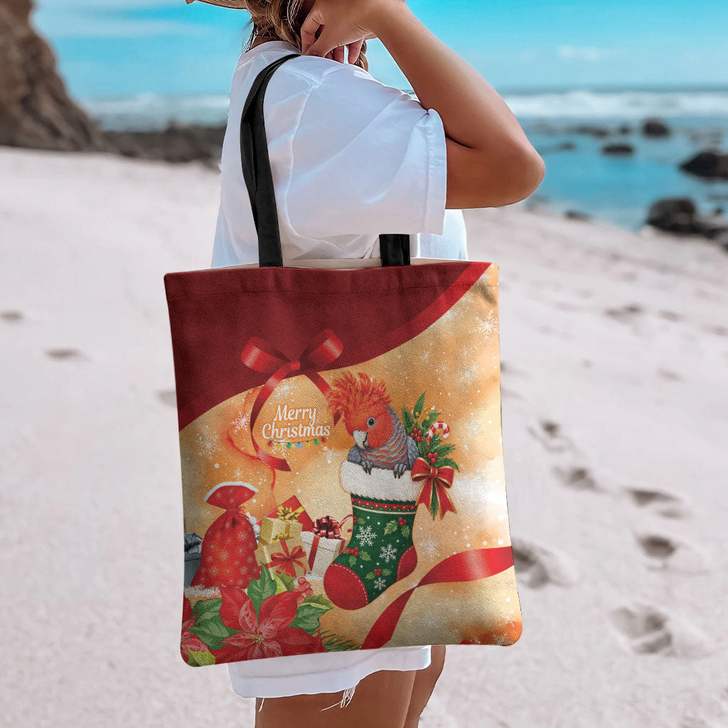 Gang-gang Cockatoo Christmas Australia Tote Bag Aussie Xmas Sock Coquette Bow