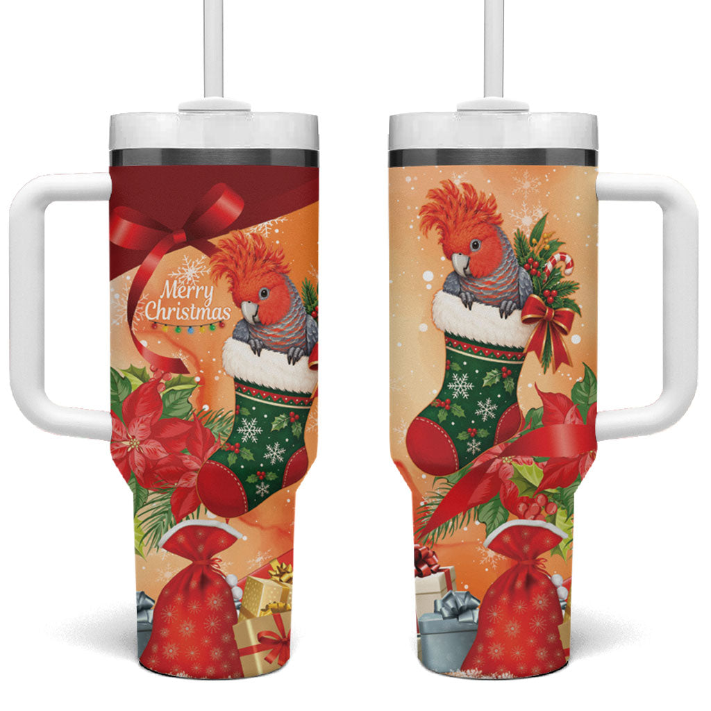 Gang-gang Cockatoo Christmas Australia Tumbler With Handle Aussie Xmas Sock Coquette Bow