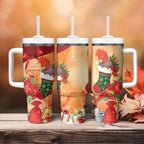 Gang-gang Cockatoo Christmas Australia Tumbler With Handle Aussie Xmas Sock Coquette Bow