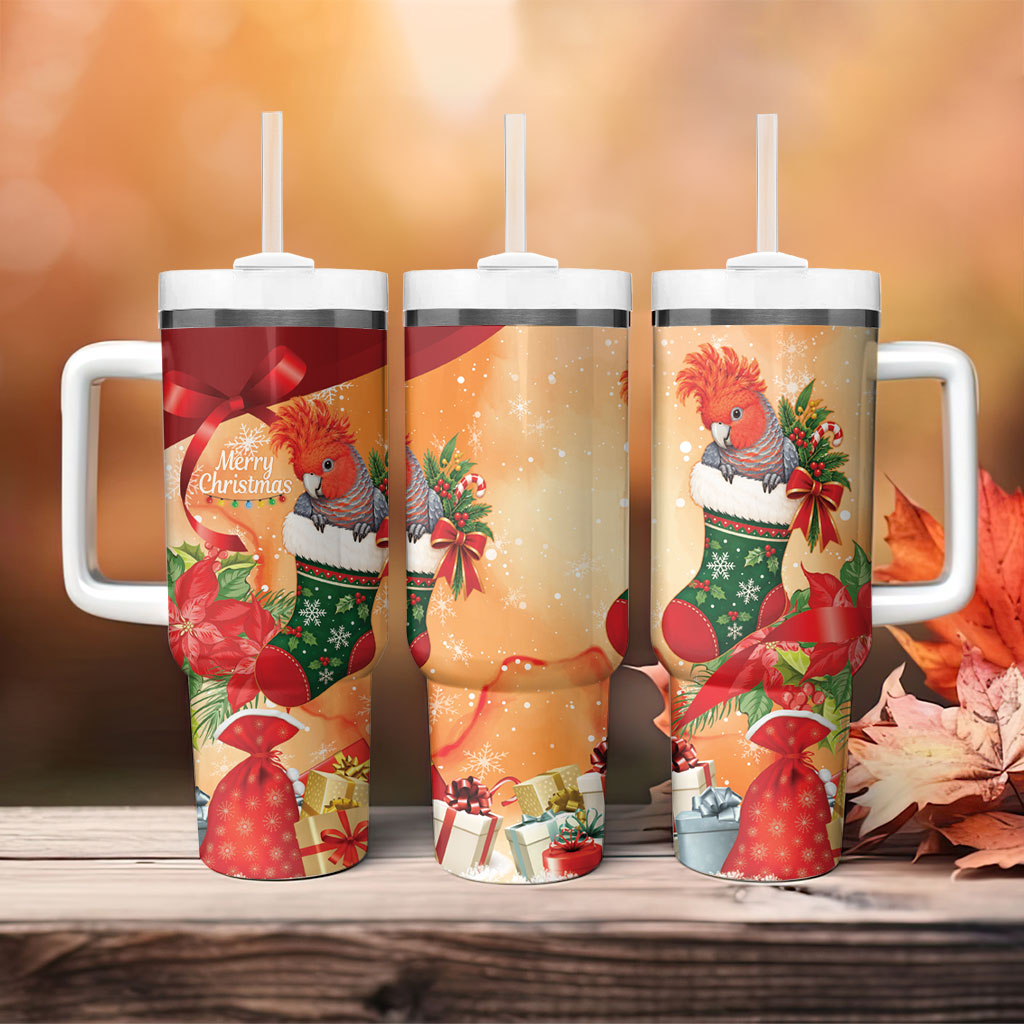 Gang-gang Cockatoo Christmas Australia Tumbler With Handle Aussie Xmas Sock Coquette Bow