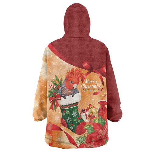Gang-gang Cockatoo Christmas Australia Wearable Blanket Hoodie Aussie Xmas Sock Coquette Bow