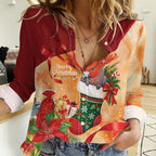 Gang-gang Cockatoo Christmas Australia Women Casual Shirt Aussie Xmas Sock Coquette Bow