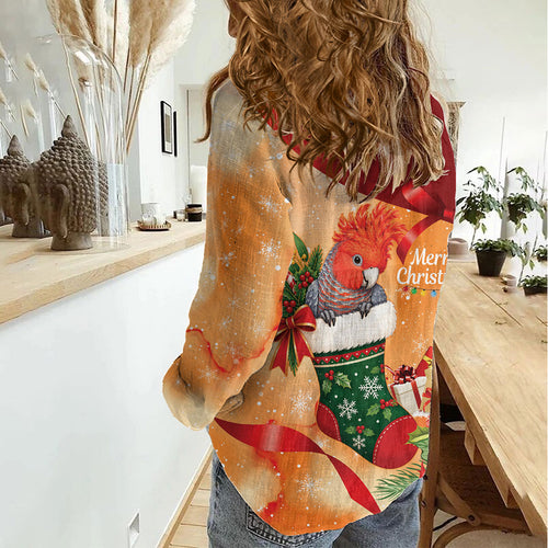 Gang-gang Cockatoo Christmas Australia Women Casual Shirt Aussie Xmas Sock Coquette Bow