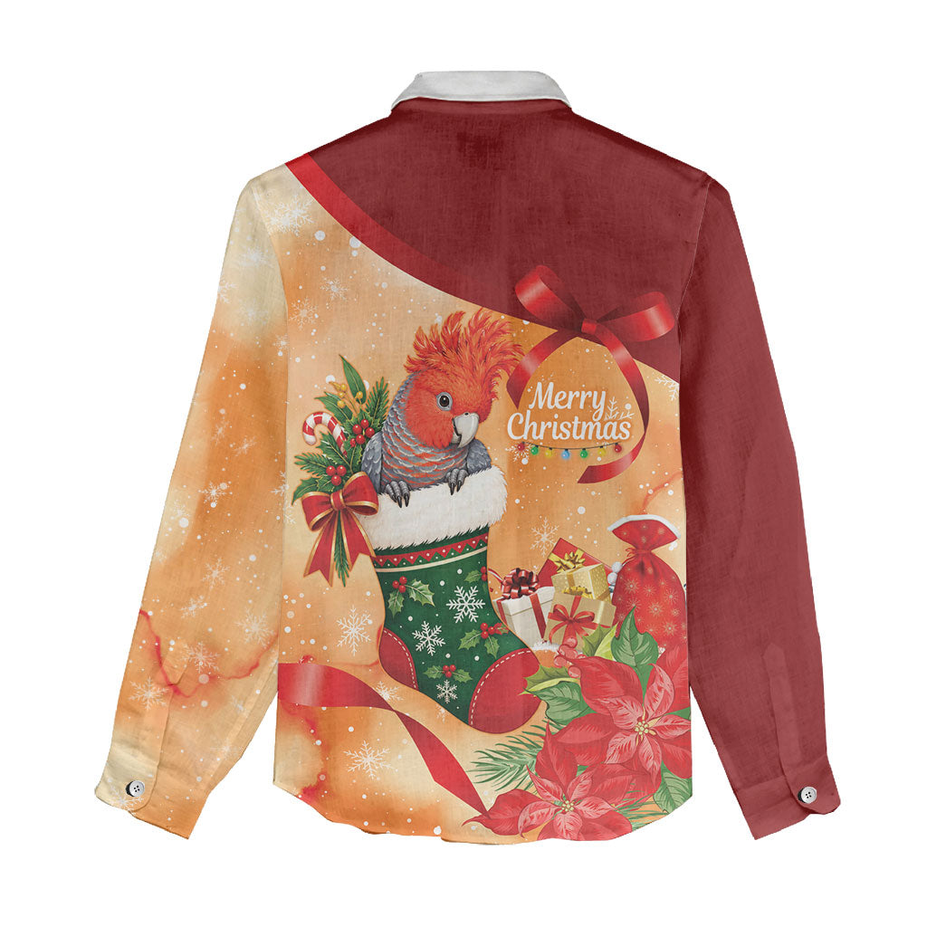 Gang-gang Cockatoo Christmas Australia Women Casual Shirt Aussie Xmas Sock Coquette Bow