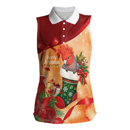 Gang-gang Cockatoo Christmas Australia Women Sleeveless Polo Shirt Aussie Xmas Sock Coquette Bow