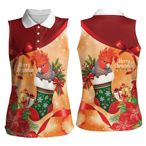 Gang-gang Cockatoo Christmas Australia Women Sleeveless Polo Shirt Aussie Xmas Sock Coquette Bow