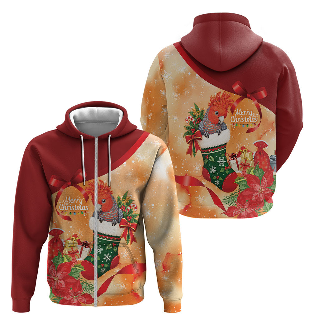 Gang-gang Cockatoo Christmas Australia Zip Hoodie Aussie Xmas Sock Coquette Bow