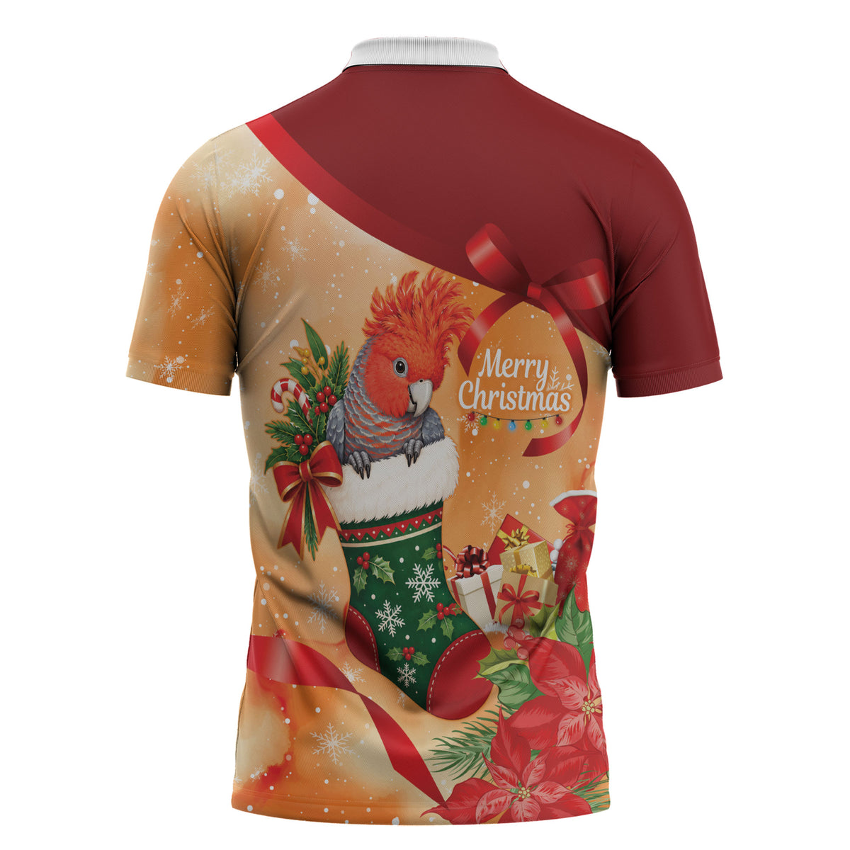 Gang-gang Cockatoo Christmas Australia Zipper Polo Shirt Aussie Xmas Sock Coquette Bow