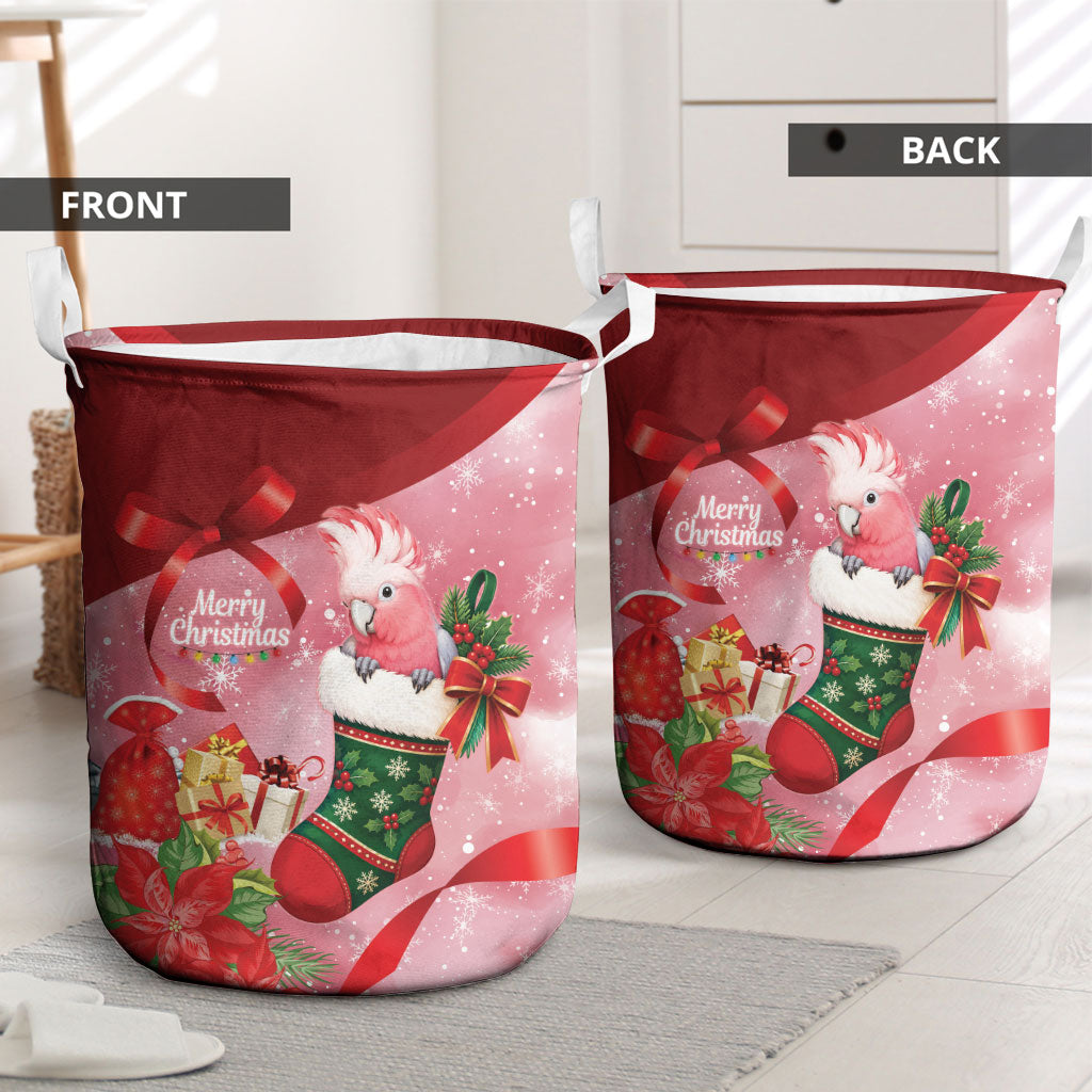 Pink Galah Cockatoo Christmas Australia Laundry Basket Aussie Xmas Sock Coquette Bow