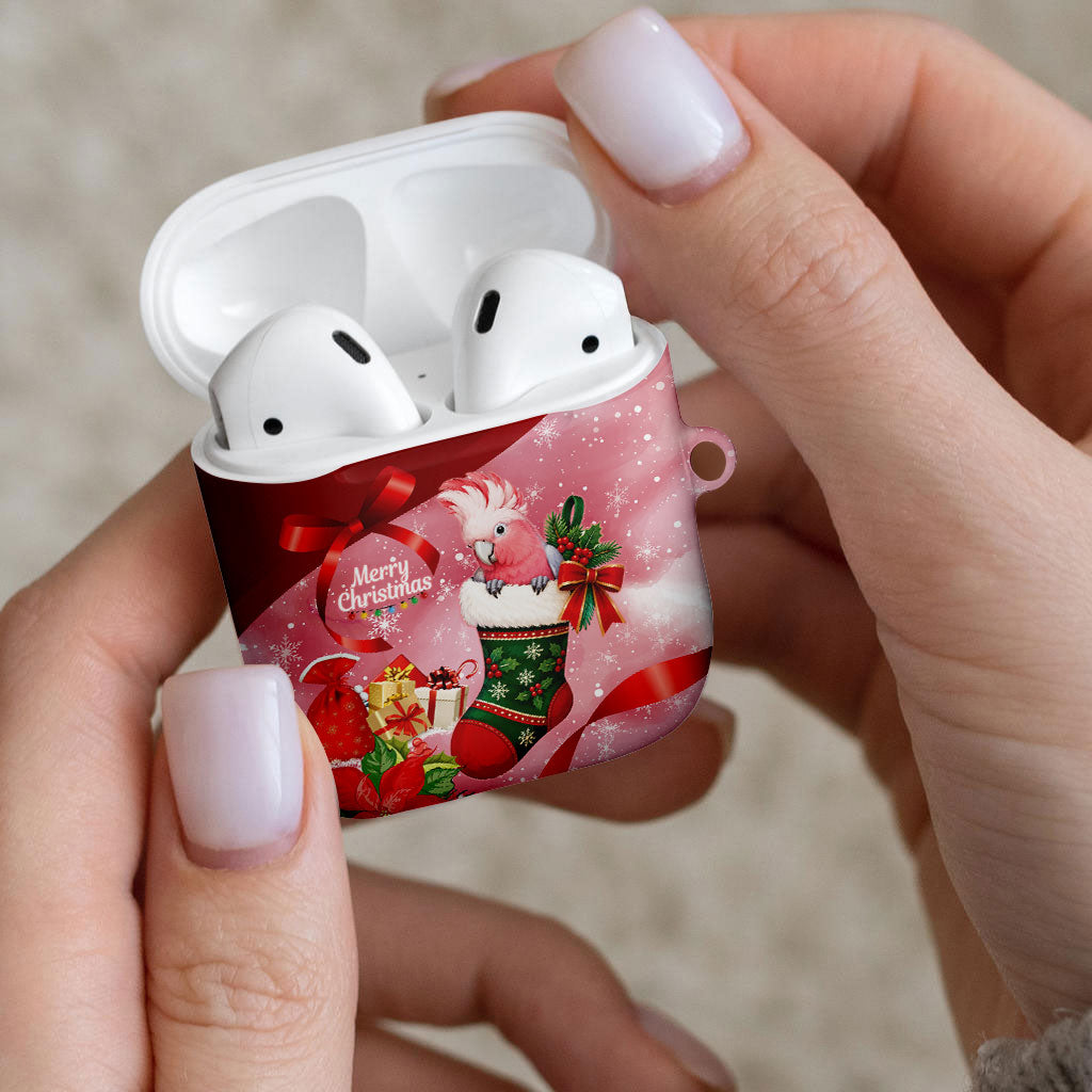 Pink Galah Cockatoo Christmas Australia AirPods Case Aussie Xmas Sock Coquette Bow