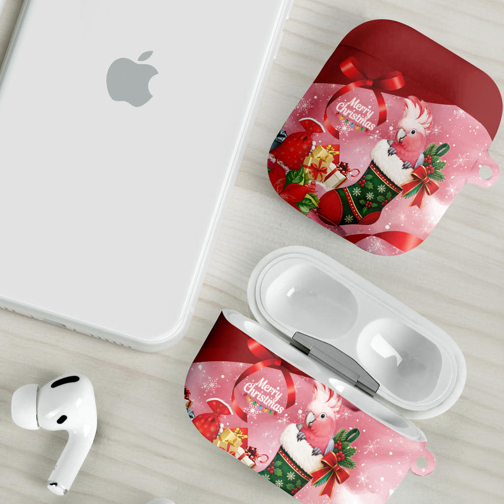 Pink Galah Cockatoo Christmas Australia AirPods Case Aussie Xmas Sock Coquette Bow
