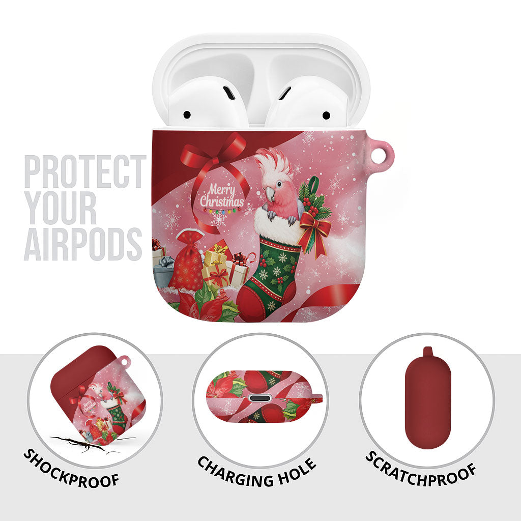 Pink Galah Cockatoo Christmas Australia AirPods Case Aussie Xmas Sock Coquette Bow