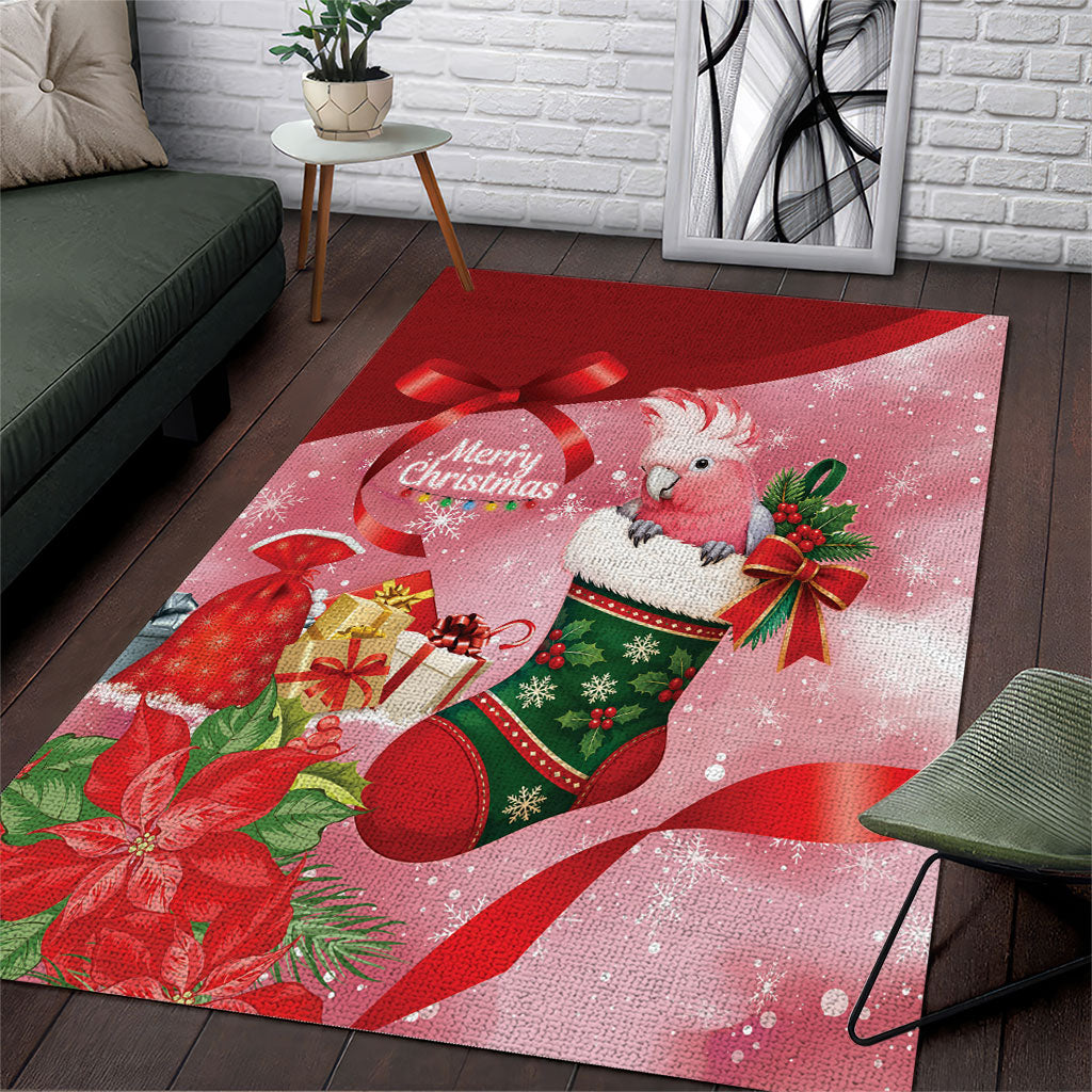 Pink Galah Cockatoo Christmas Australia Area Rug Aussie Xmas Sock Coquette Bow