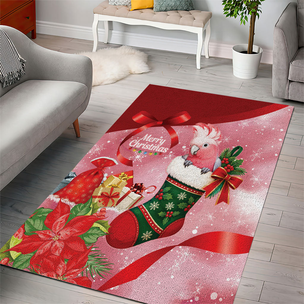Pink Galah Cockatoo Christmas Australia Area Rug Aussie Xmas Sock Coquette Bow