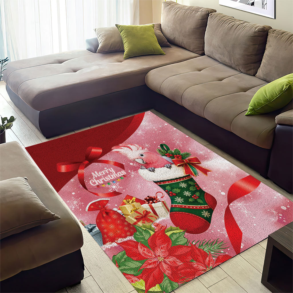 Pink Galah Cockatoo Christmas Australia Area Rug Aussie Xmas Sock Coquette Bow