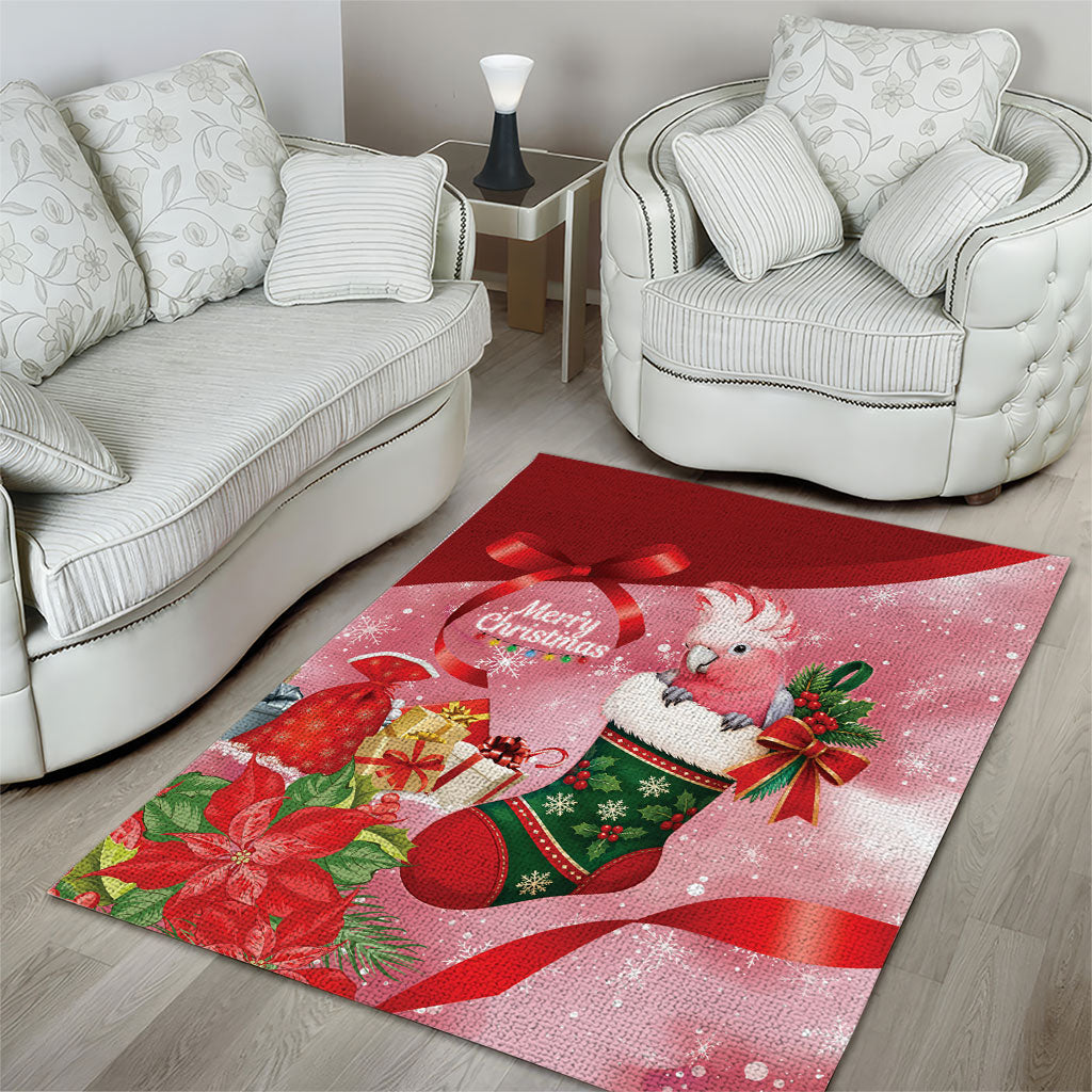 Pink Galah Cockatoo Christmas Australia Area Rug Aussie Xmas Sock Coquette Bow