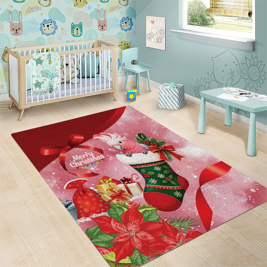 Pink Galah Cockatoo Christmas Australia Area Rug Aussie Xmas Sock Coquette Bow