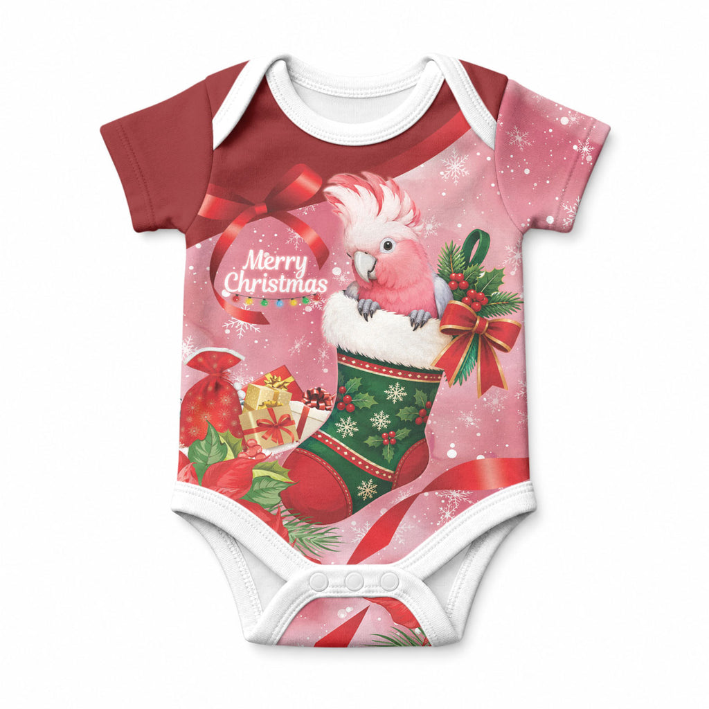 Pink Galah Cockatoo Christmas Australia Baby Onesie Aussie Xmas Sock Coquette Bow