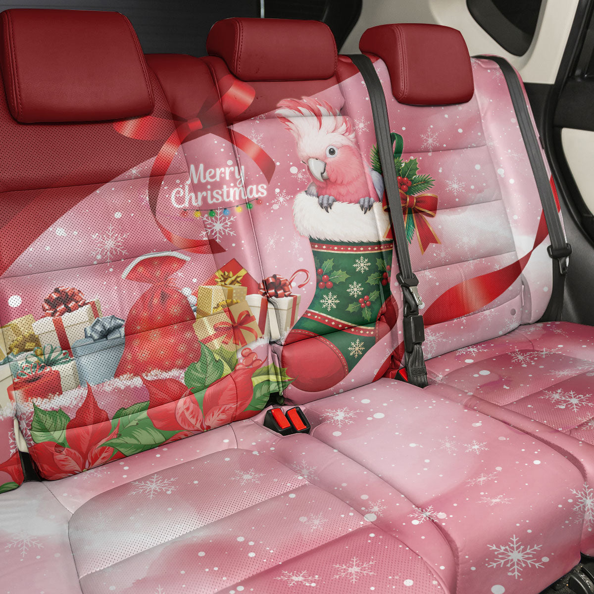 Pink Galah Cockatoo Christmas Australia Back Car Seat Cover Aussie Xmas Sock Coquette Bow