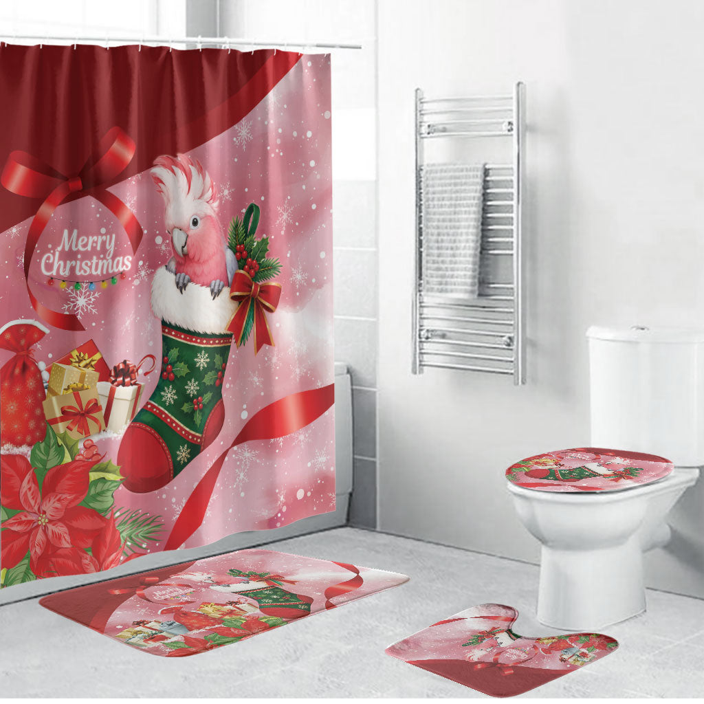 Pink Galah Cockatoo Christmas Australia Bathroom Set Aussie Xmas Sock Coquette Bow