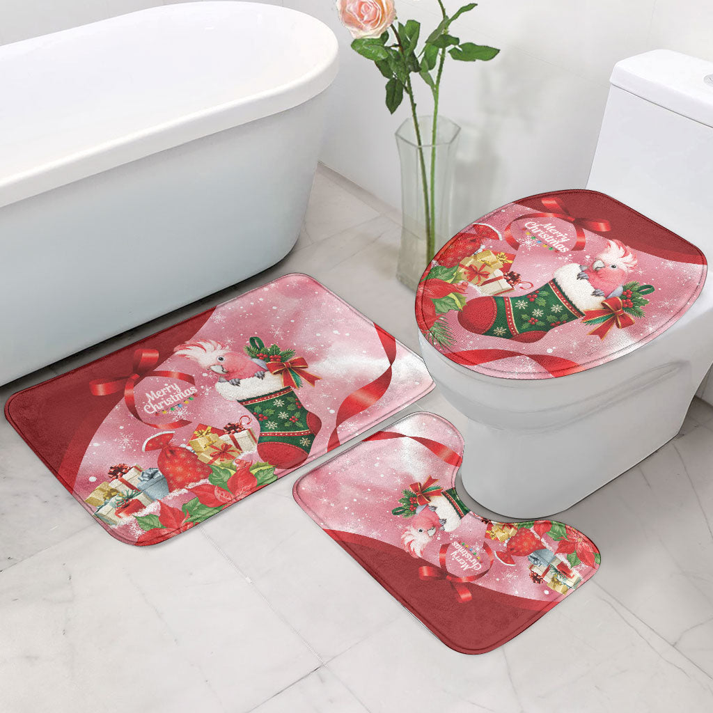 Pink Galah Cockatoo Christmas Australia Bathroom Set Aussie Xmas Sock Coquette Bow