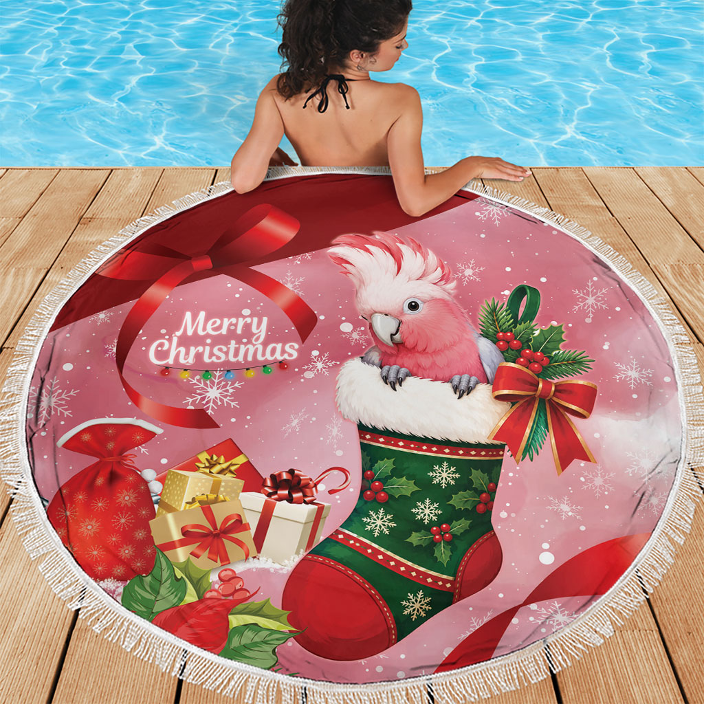 Pink Galah Cockatoo Christmas Australia Beach Blanket Aussie Xmas Sock Coquette Bow